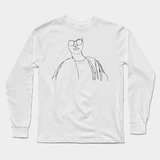 Pretty girl one line art Long Sleeve T-Shirt